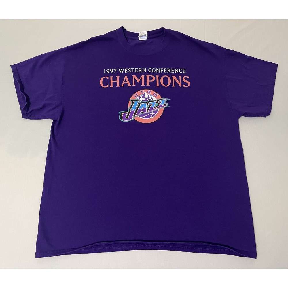 Vintage Utah Jazz T‎ Shirt Mens XL 90s 1997 WC Champions NBA Basketball